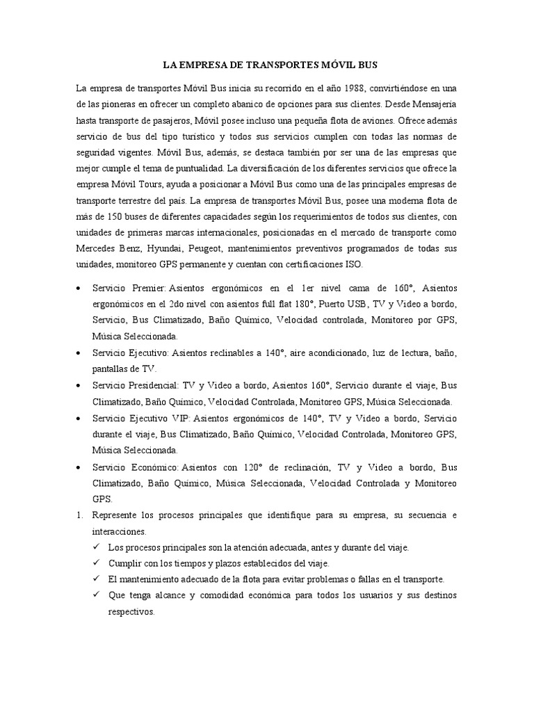 Móvil Bus: Transporte y Servicios Eficientes | PDF | Sistema de manejo ...