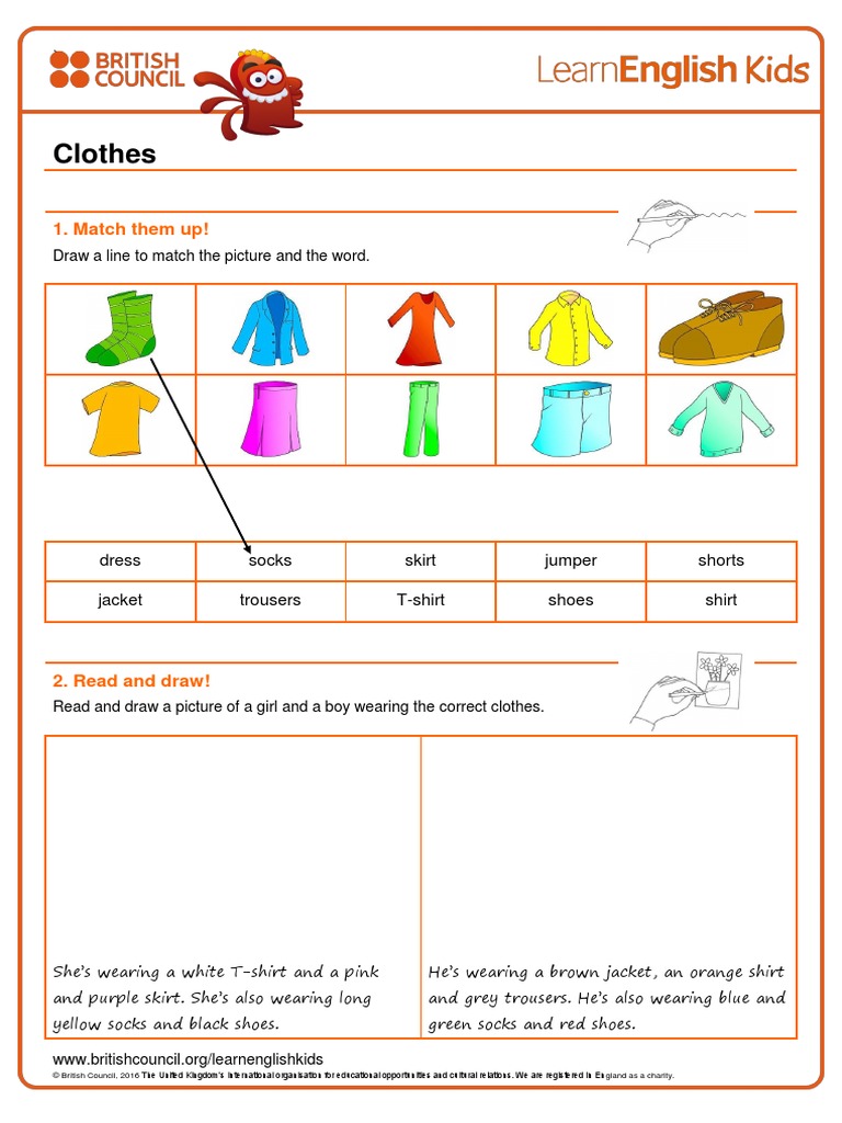 Ingles Reading and Writing Worksheet Clothes | PDF | Clothing | Dress Codes