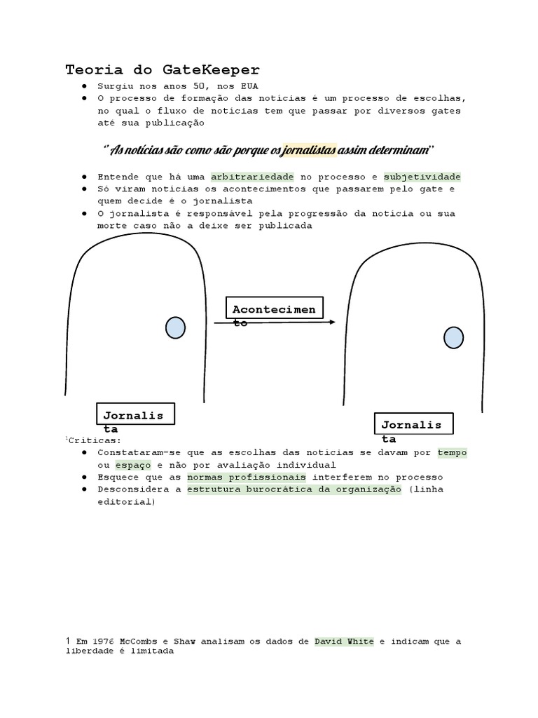 Teoria do Gatekeeping no Jornalismo | PDF | Autoajuda