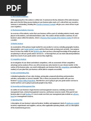 Business Plan Outline