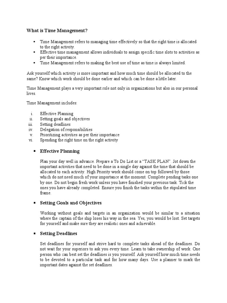 What Is Time Management?: Effective Planning | PDF | Computing