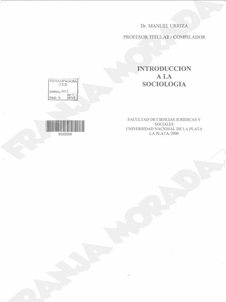Introduccion A La Sociologia Urriza | PDF