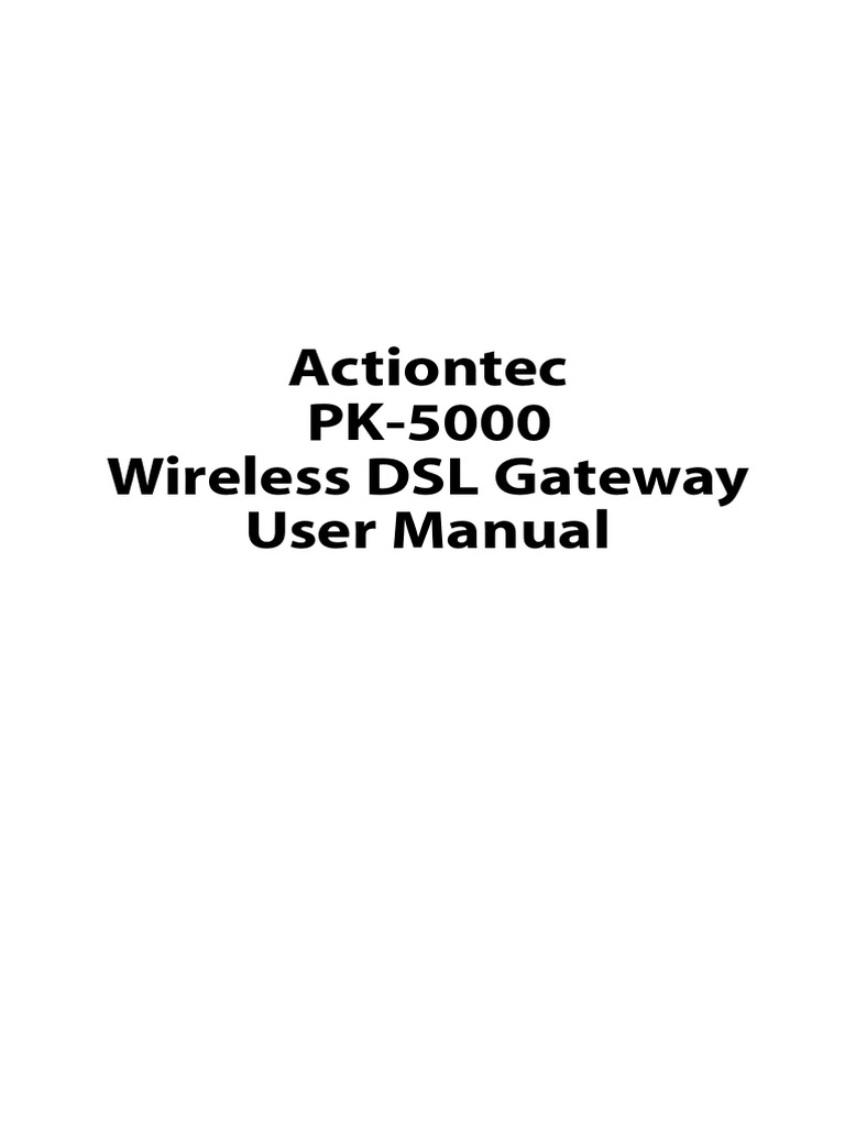Actiontec Wireless DSL Gateway User Manual PDF Computer Science