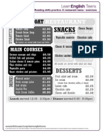 A Restaurant Menu - Menu 0