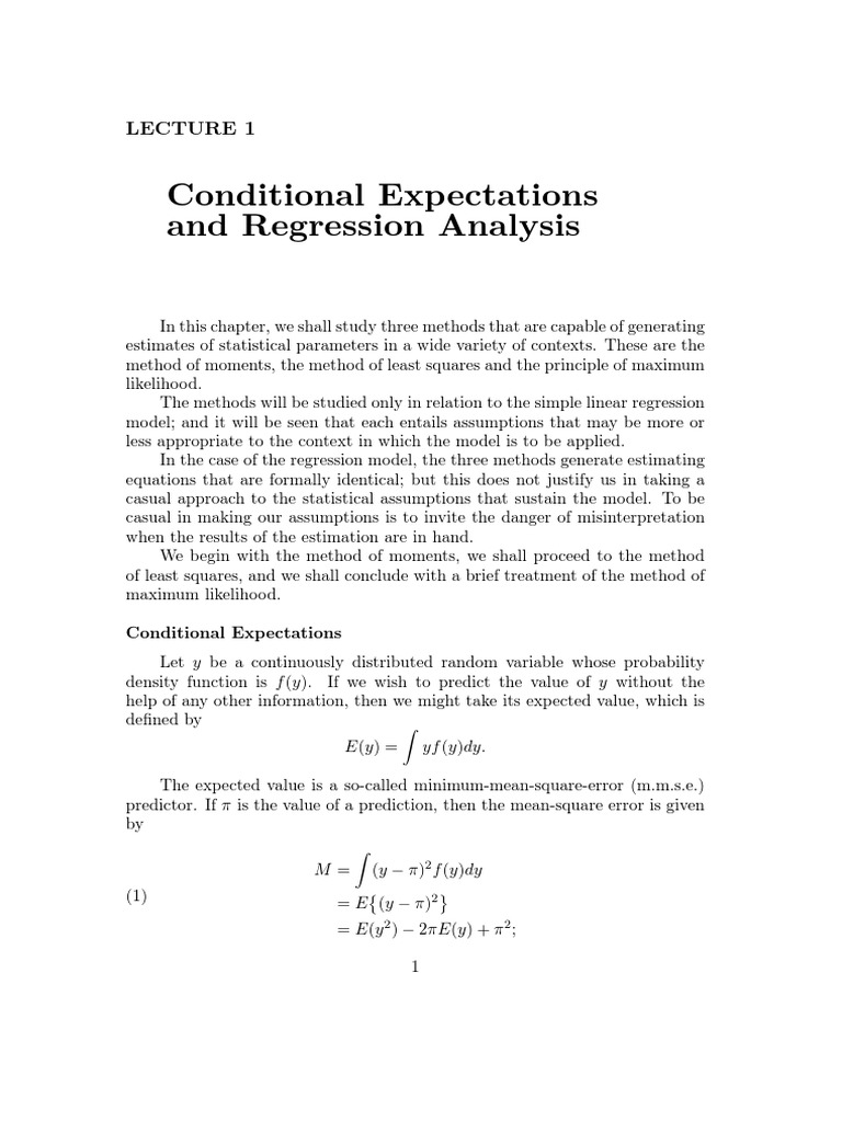 Conditional Expectations and Regression Analysis | PDF | Least Squares ...