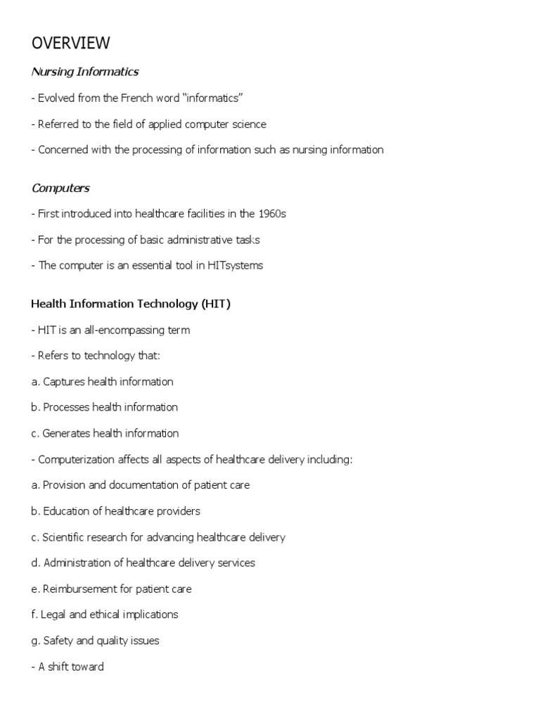 History of Nursing Informatics Evolution | PDF | Health Informatics ...