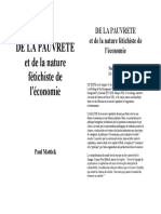 De La Pauvrete Et Du Caractere Fetichiste