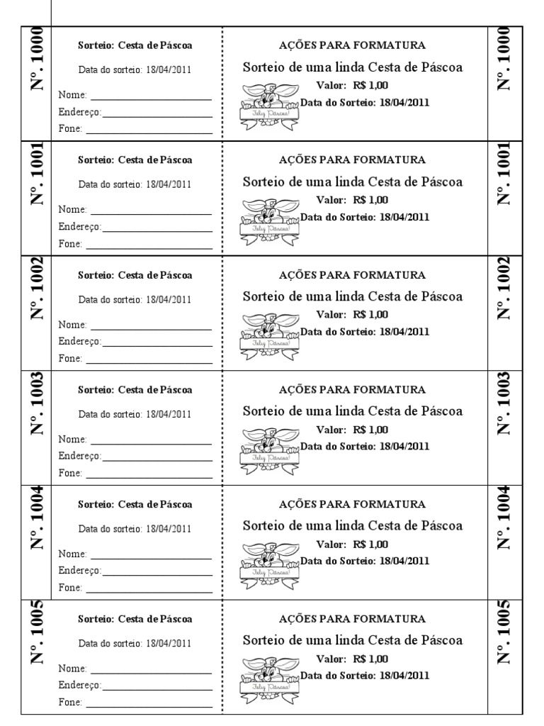 Rifa de Cesta de Páscoa 2011 | PDF | Gastronomia, comida e vinho