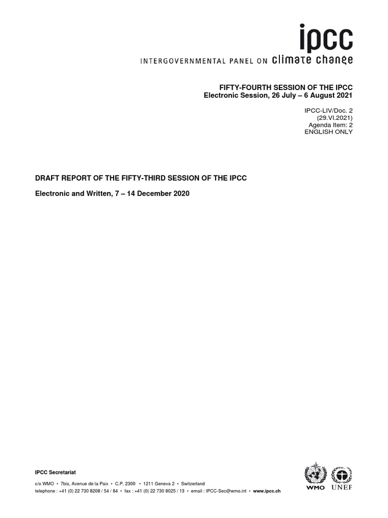 IPCC 53rd Session Draft Report | PDF | Intergovernmental Panel On ...