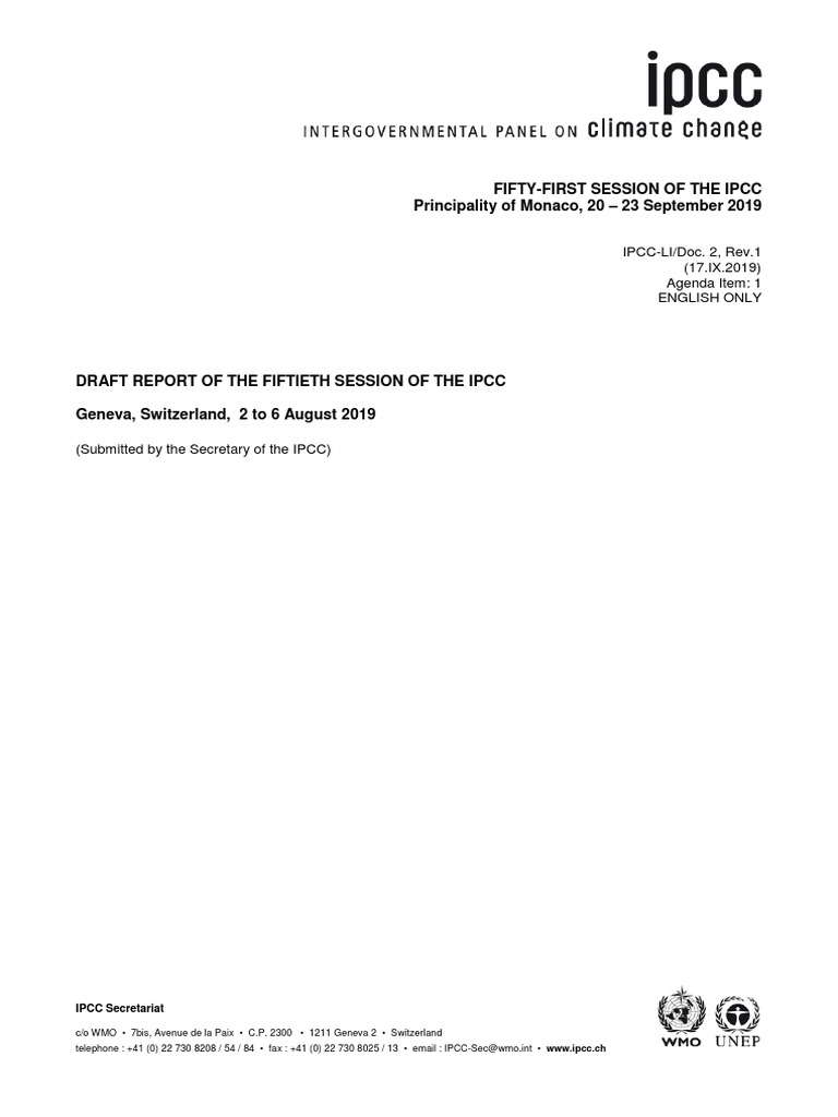 Fiftieth Session of The IPCC | PDF | Intergovernmental Panel On Climate ...