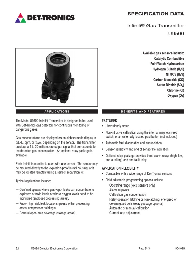H2S Gas Dtector (U9500) | PDF | Relay | Gases