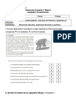 EVALUACION Formativa Lenguaje 1 Basico