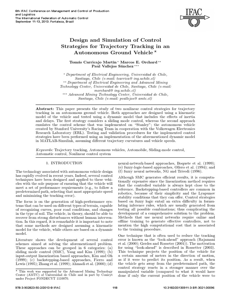 Design and Simulation of Control Strategies For Trajectory Tracking in ...