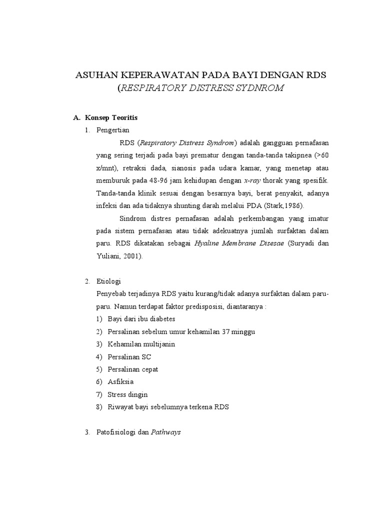 Asuhan Keperawatan Bayi RDS Prematur | PDF