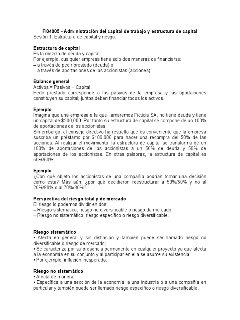 Estructura de Capital y Riesgo Financiero | PDF | Inventario ...