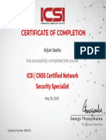 Certificate of Completion: ICSI - CNSS Certified Network Security Specialist