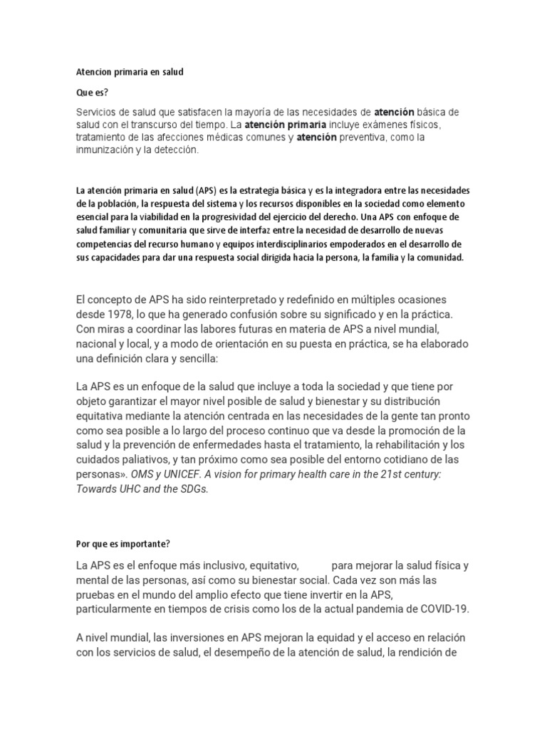 Importancia de la Atención Primaria en Salud | PDF | Sistema de salud ...