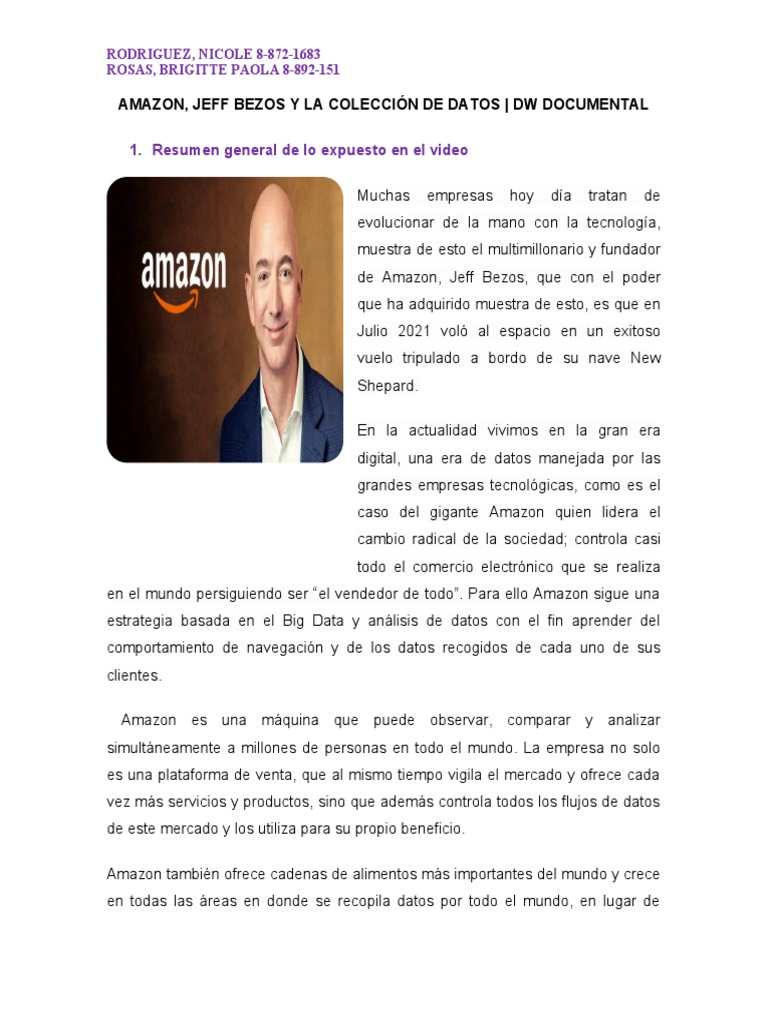 Amazon: Dominio y Big Data en el Comercio | PDF | Big Data | Monopolio