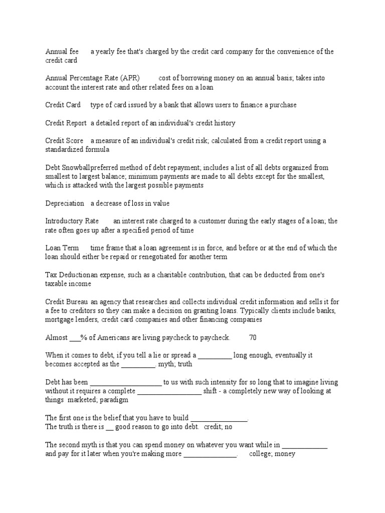 Dave Ramsey Chapter 1 Test Answer Key