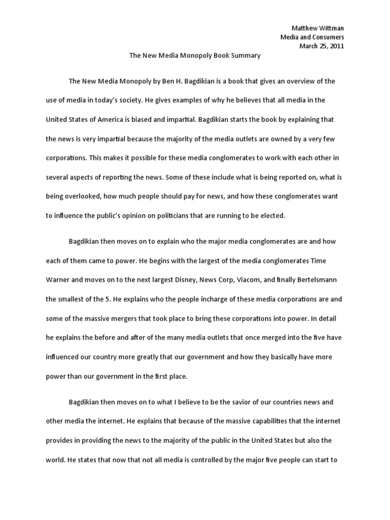 The New Media Monopoly Book Summary PDF News Public Sphere