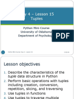 Day 4 - Lesson 15 Tuples: Python Mini-Course University of Oklahoma Department of Psychology