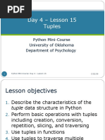 Day 4 - Lesson 15 Tuples: Python Mini-Course University of Oklahoma Department of Psychology