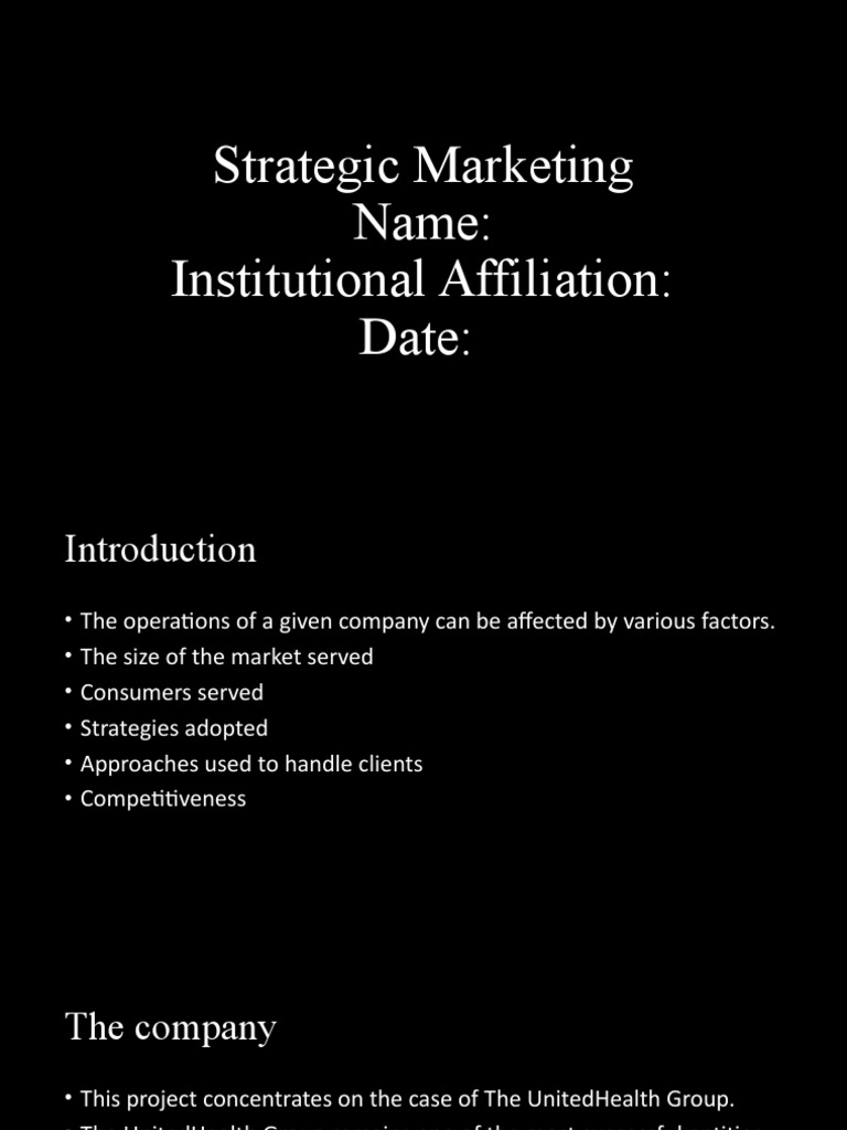 Strategic Marketing PDF Marketing Strategy Health Care