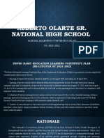 Alberto Olarte Sr. National High School: School Learning Continuity Plan SY. 2021-2022