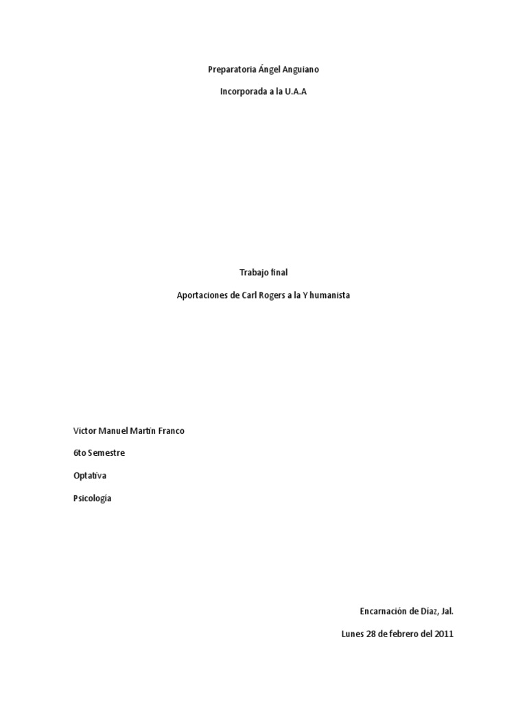 Aportaciones de Carl Rogers a la Y humanista