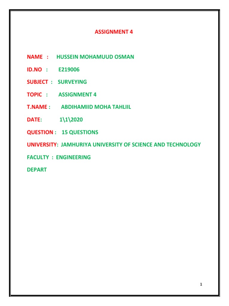 Surveying Assignment 4 Overview | PDF | Technology & Engineering