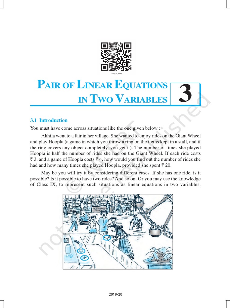 Cbse Class 10 Ncert Maths Book Pair Of Linear Equations In Two