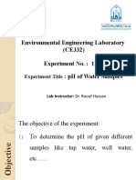 Environmental Engineering Laboratory (CE332) Experiment No.: 1: PH of Water Samples