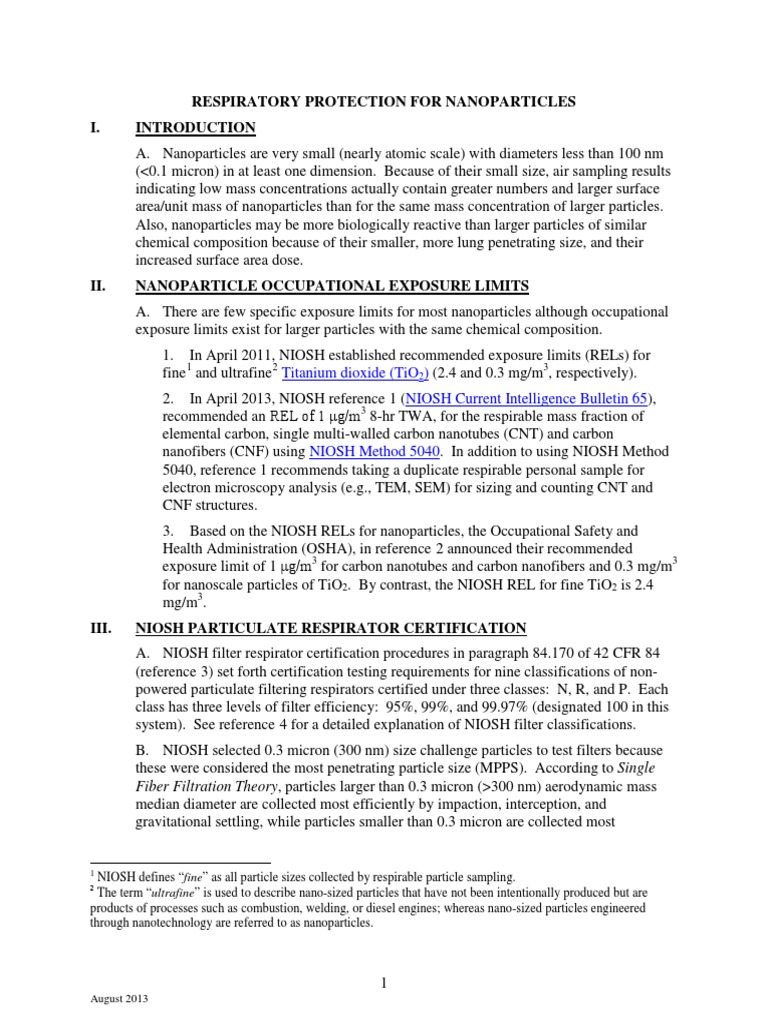 Respiratory Protection For Nanoparticles PDF Particulates Aerosol