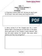 Multi Step Word Problem:: Class-3 Math Weekly Practice Worksheet-2 Date: 13.10.21