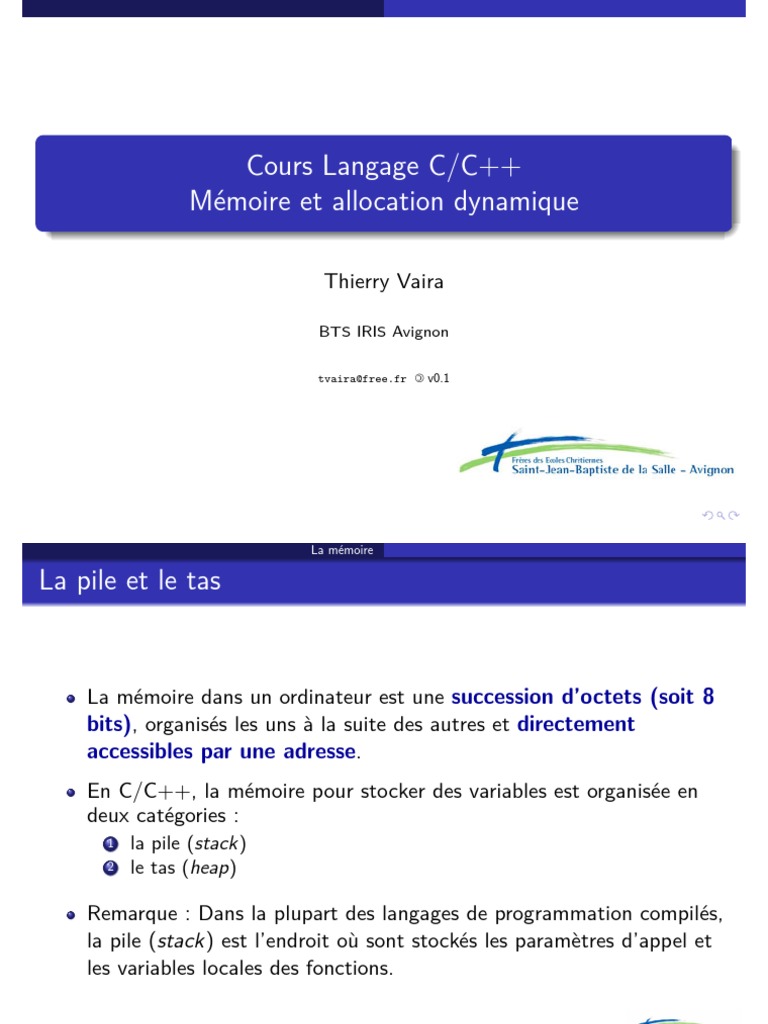 Mémoire C/C++ pour BTS IRIS | PDF | Pointeur (programmation ...