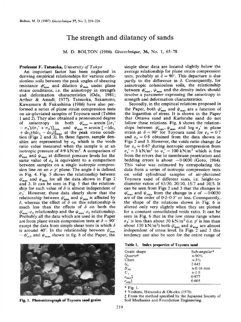 On The Strength and Dilatancy of Sand (Discussion) - Tatsuoka | PDF ...