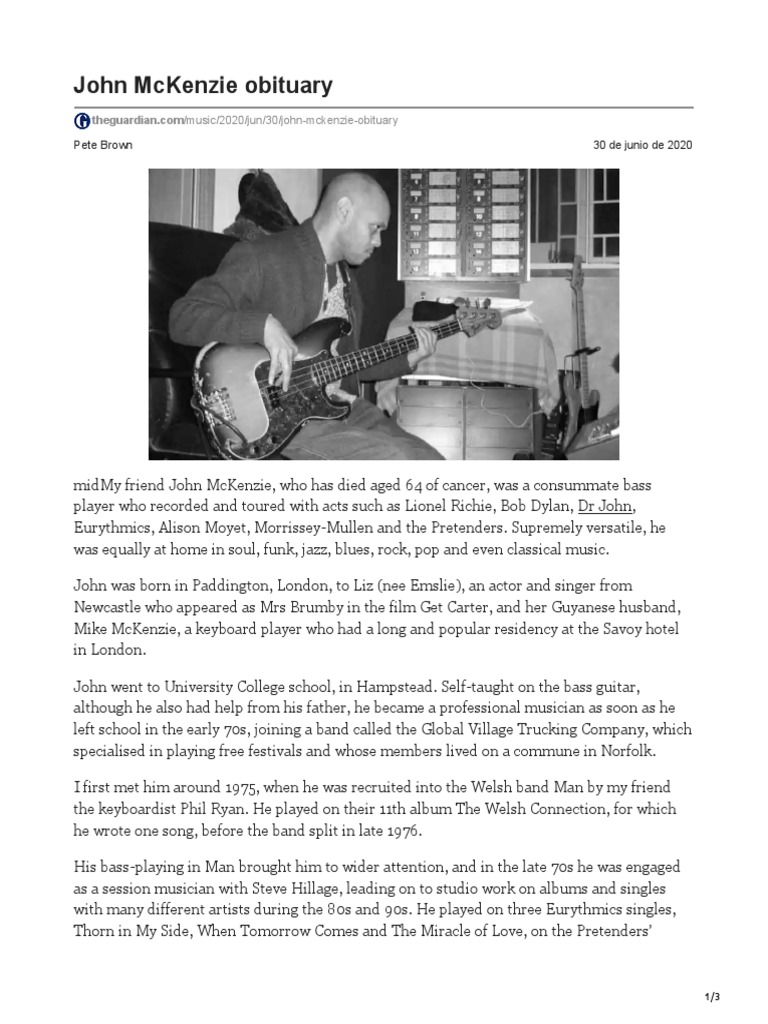 John McKenzie Obituary PDF