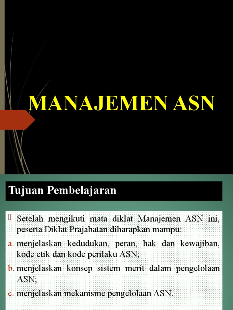 Manajemen ASN: Hak, Kewajiban, dan Etika | PDF | Karier & Perkembangan ...