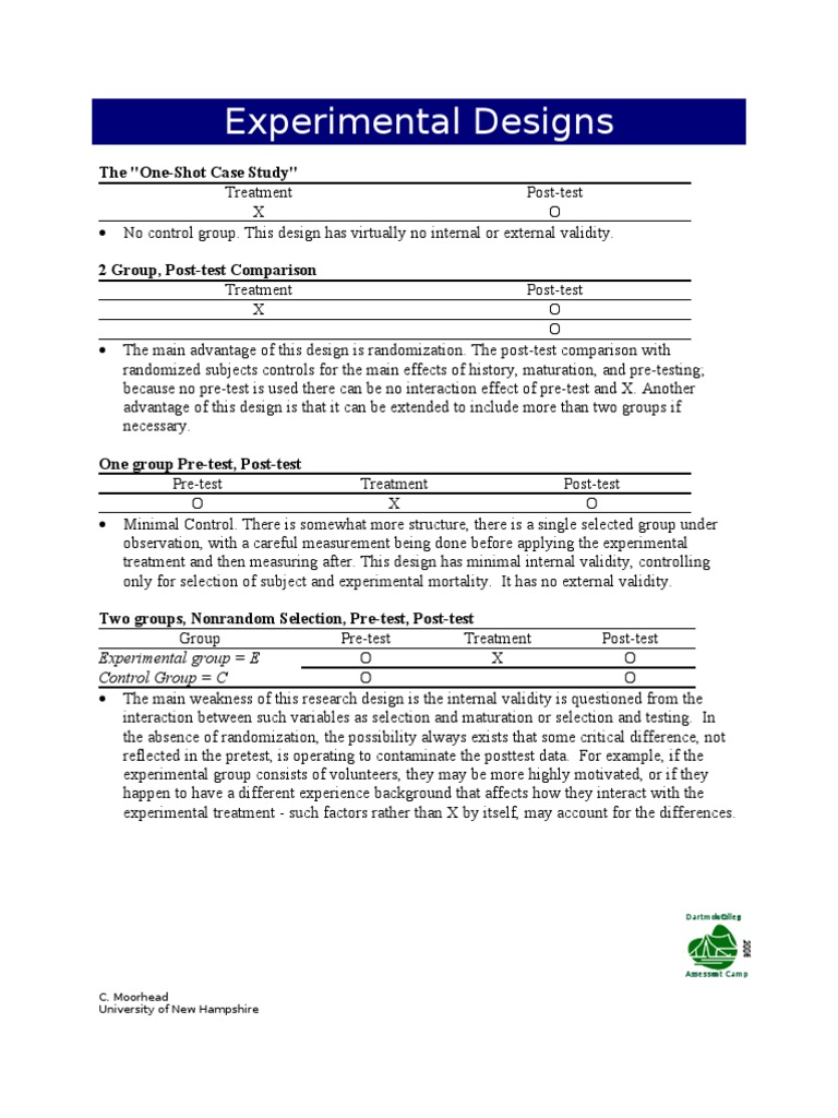 Types of Experimental Designs Overview | PDF | Experiment | Methodology