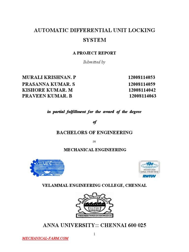 Automatic Differential Unit Locking System Report PDF Gear Four