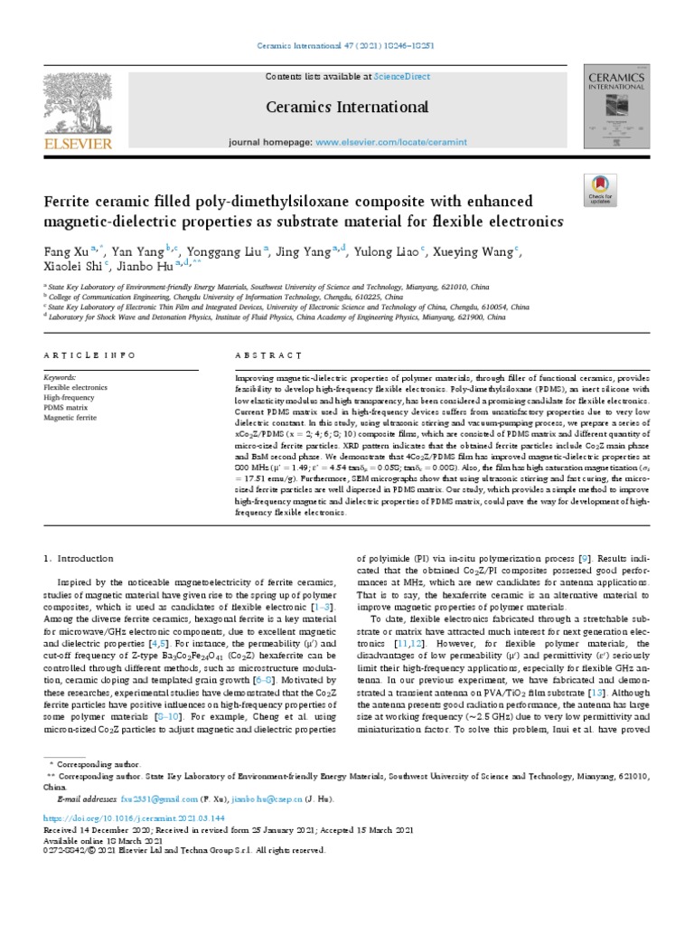 Ceramics International PDF Dielectric Permittivity