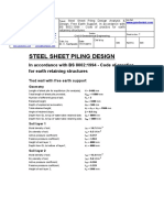 Steel Sheet Piling Design: in Accordance With BS 8002:1994 - Code of Practice For Earth Retaining Structures
