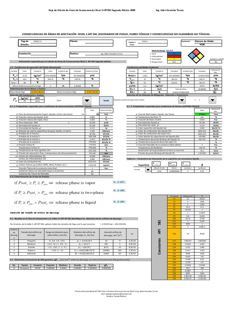Cálculo de Consecuencias API 581 | PDF | Fase (materia) | Atmósfera