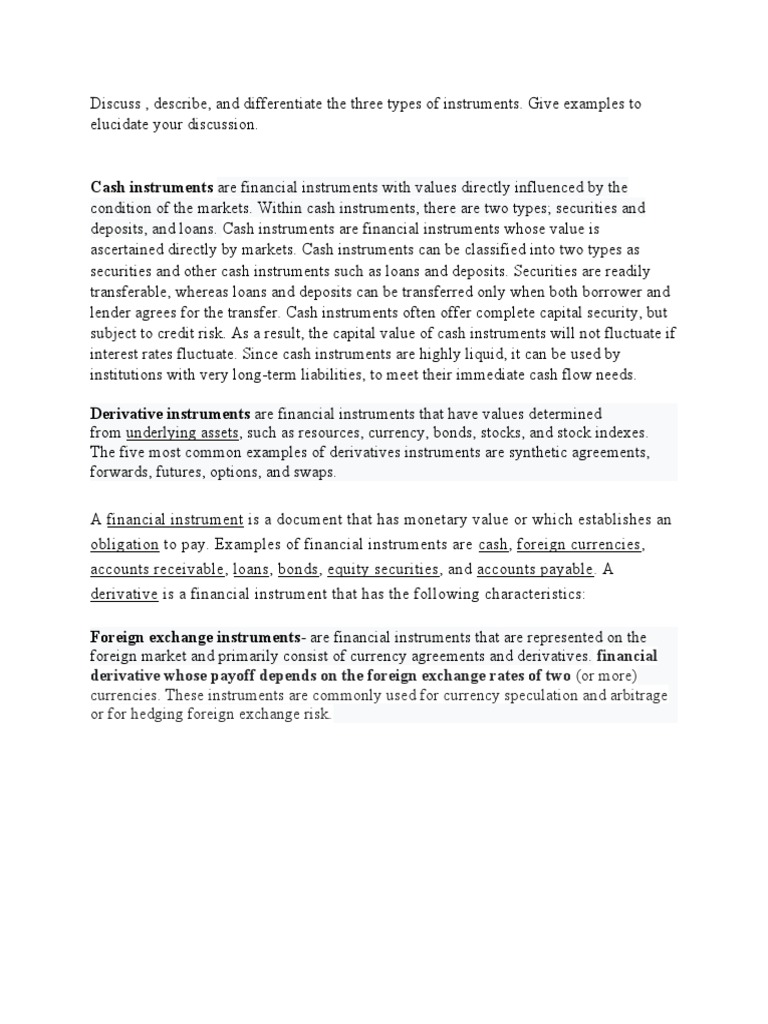 Types of Financial Instruments | PDF