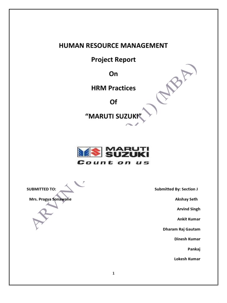 HRM Project (MARUTI SUZUKI) | PDF | Business