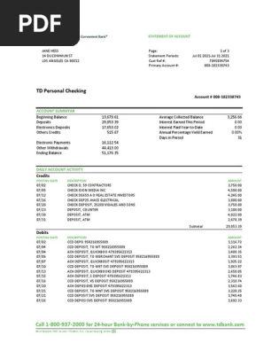 TD Bank Statement