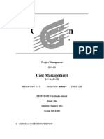 Course Plan Cost Management For Projects - 235-AAF-CH - 60h