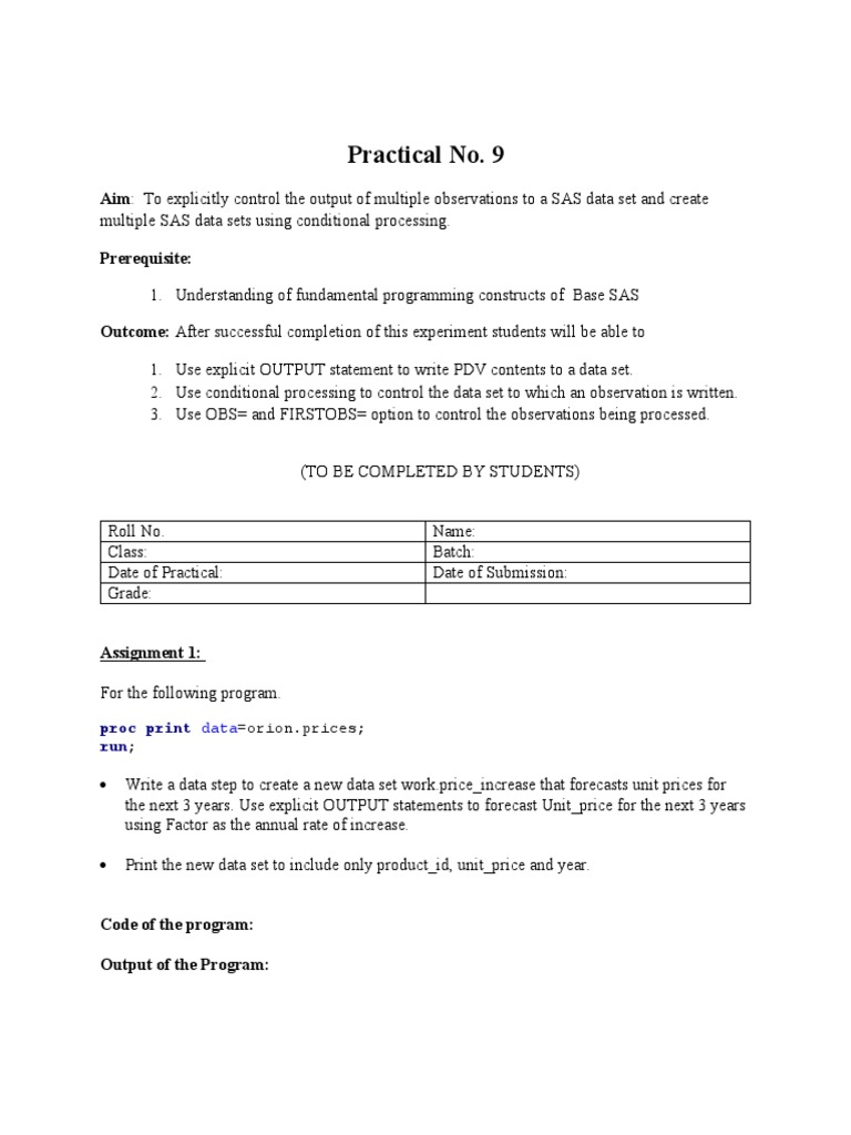 Control SAS Output with Conditional Processing | PDF | Forecasting ...