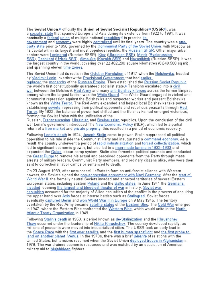 History of The USSR | PDF | Soviet Union | World Politics