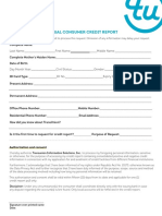 TransUnion Personal Credit Report Form